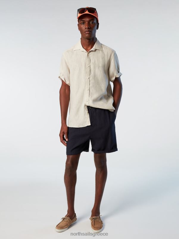 γρ North Sails άνδρες κοντομάνικο λινό πουκάμισο περιστέρι NZP8216 είδη ένδυσης