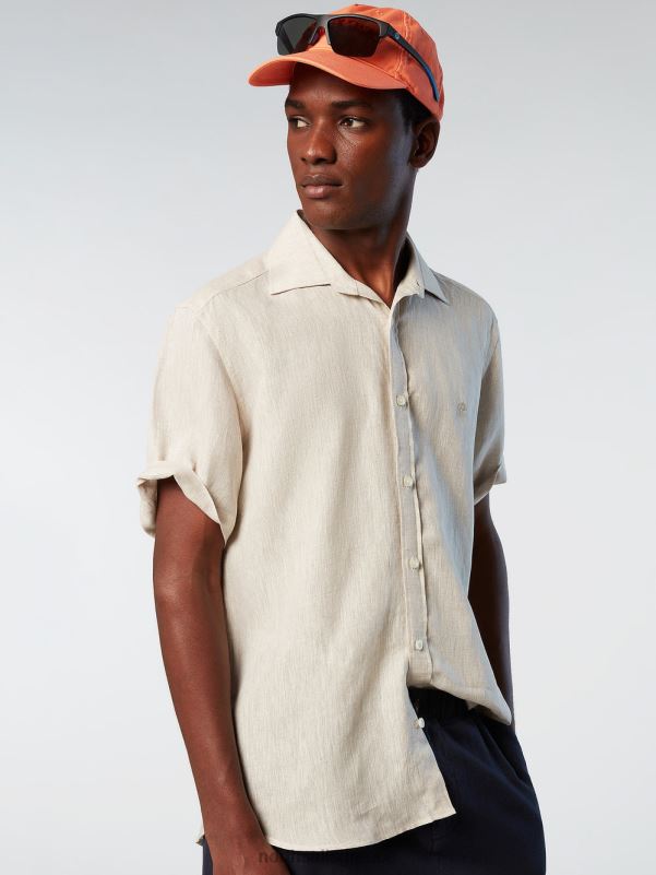 γρ North Sails άνδρες κοντομάνικο λινό πουκάμισο περιστέρι NZP8216 είδη ένδυσης