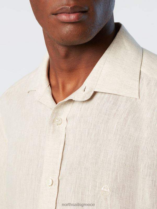 γρ North Sails άνδρες κοντομάνικο λινό πουκάμισο περιστέρι NZP8216 είδη ένδυσης