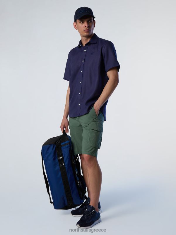γρ North Sails άνδρες κοντομάνικο λινό πουκάμισο ναυτικό μπλε NZP8217 είδη ένδυσης
