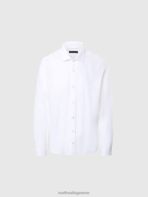 γρ North Sails άνδρες λινό πουκάμισο άσπρο NZP8221 είδη ένδυσης