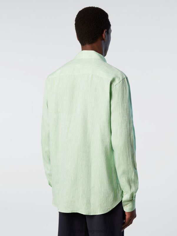 γρ North Sails άνδρες λινό πουκάμισο πράσινο κήπο NZP8222 είδη ένδυσης