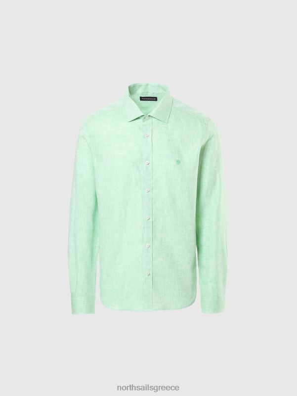 γρ North Sails άνδρες λινό πουκάμισο πράσινο κήπο NZP8222 είδη ένδυσης