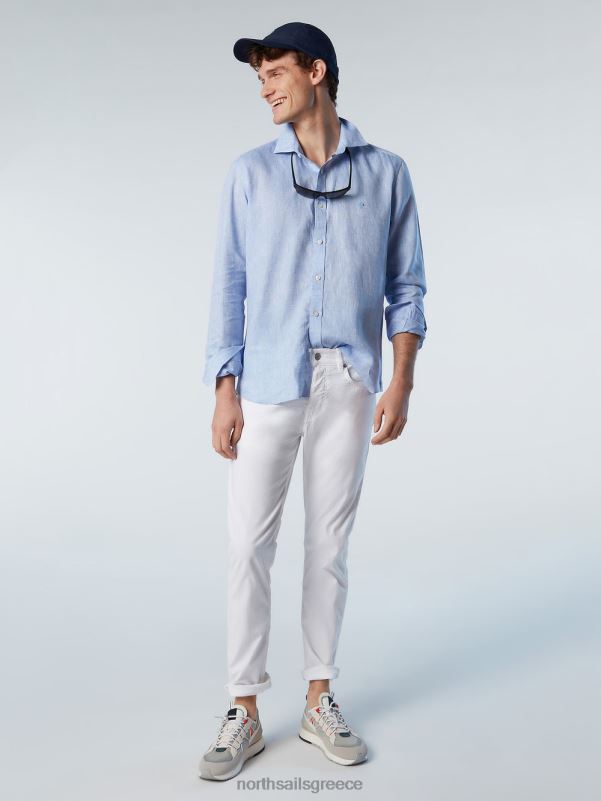 γρ North Sails άνδρες λινό πουκάμισο γαλάζιο NZP8223 είδη ένδυσης