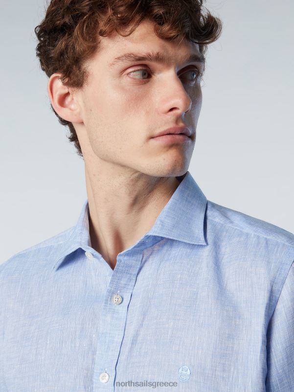 γρ North Sails άνδρες λινό πουκάμισο γαλάζιο NZP8223 είδη ένδυσης