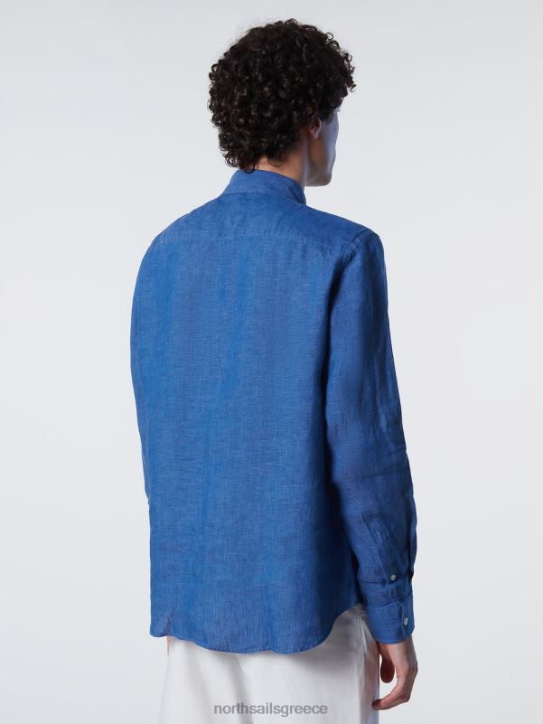 γρ North Sails άνδρες λινό πουκάμισο σκούρο τζιν NZP8224 είδη ένδυσης