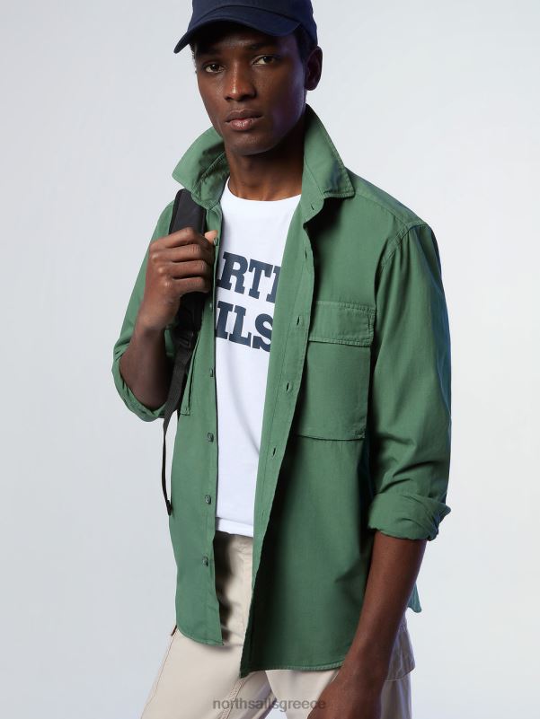 γρ North Sails άνδρες μπλούζα από ποπλίνα στρατιωτικό πράσινο NZP8228 είδη ένδυσης