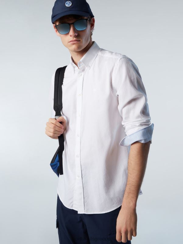 γρ North Sails άνδρες βαμβακερό πουκάμισο άσπρο NZP8233 είδη ένδυσης