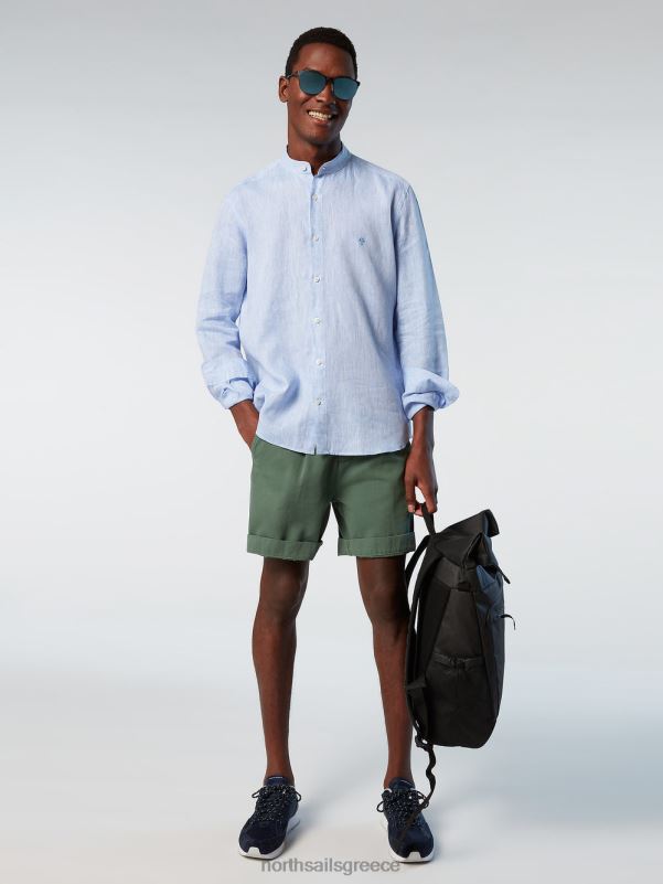 γρ North Sails άνδρες πουκάμισο με γιακά μανταρίνι γαλάζιο NZP8235 είδη ένδυσης