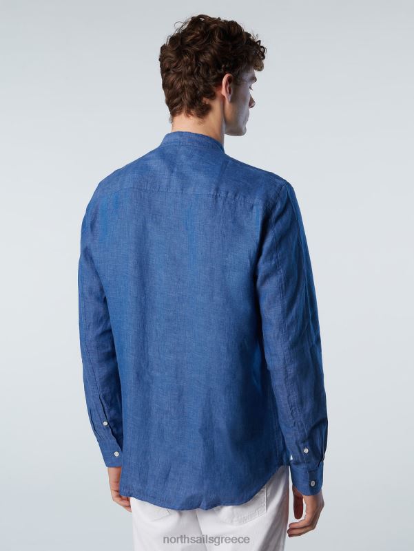 γρ North Sails άνδρες πουκάμισο με γιακά μανταρίνι σκούρο τζιν NZP8236 είδη ένδυσης