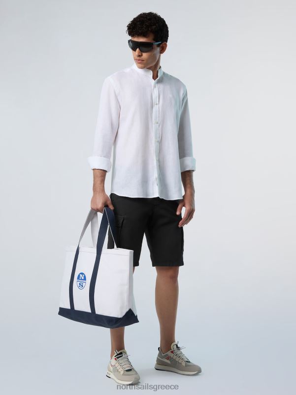 γρ North Sails άνδρες πουκάμισο με γιακά μανταρίνι άσπρο NZP8237 είδη ένδυσης