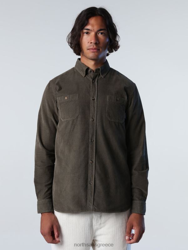 γρ North Sails άνδρες κοτλέ πουκάμισο πράσινο κισσό NZP8968 είδη ένδυσης