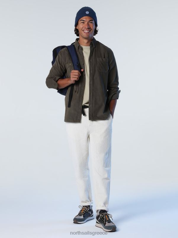 γρ North Sails άνδρες κοτλέ πουκάμισο πράσινο κισσό NZP8968 είδη ένδυσης