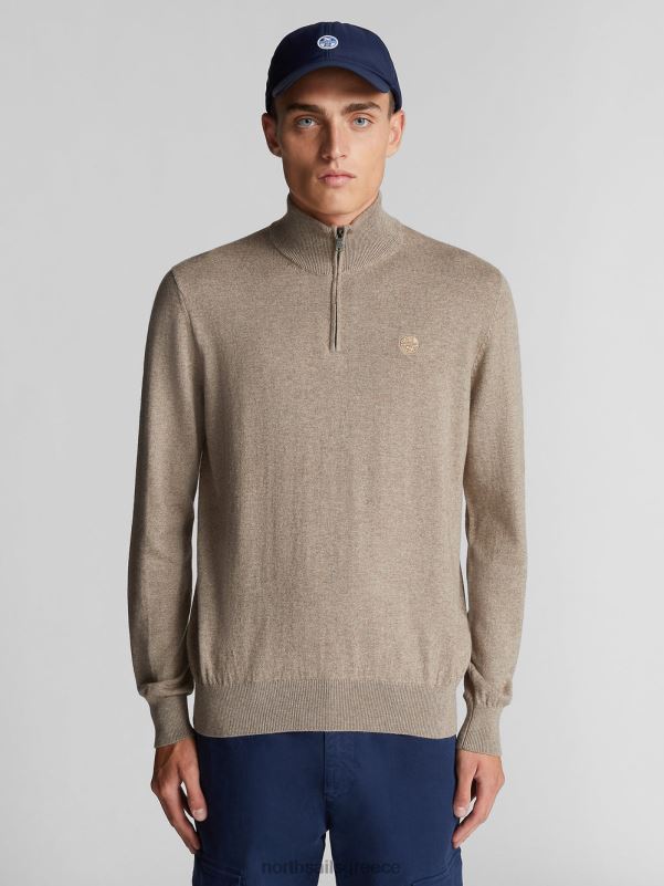 γρ North Sails άνδρες βραχυκυκλωτήρα με μισό φερμουάρ απολιθωμένη μελάγχη NZP81318 είδη ένδυσης