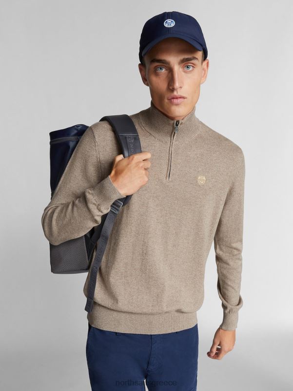 γρ North Sails άνδρες βραχυκυκλωτήρα με μισό φερμουάρ απολιθωμένη μελάγχη NZP81318 είδη ένδυσης