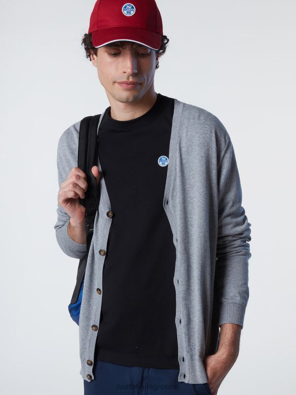 γρ North Sails άνδρες ζακέτα από οργανικό βαμβάκι γκρι μελανζέ NZP8241 είδη ένδυσης