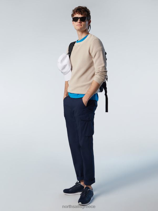 γρ North Sails άνδρες λαιμόκοψη από οργανικό βαμβάκι μπεζ NZP8242 είδη ένδυσης