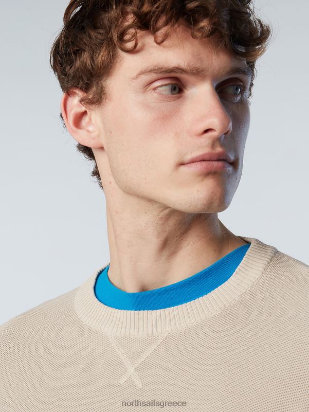 γρ North Sails άνδρες λαιμόκοψη από οργανικό βαμβάκι μπεζ NZP8242 είδη ένδυσης