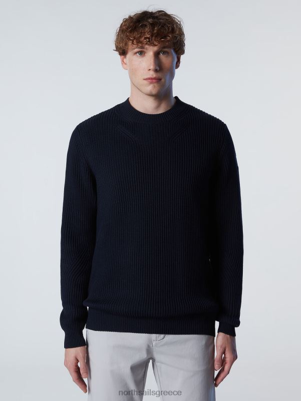 γρ North Sails άνδρες ραβδωτός λαιμός πληρώματος ναυτικό μπλε NZP8248 είδη ένδυσης