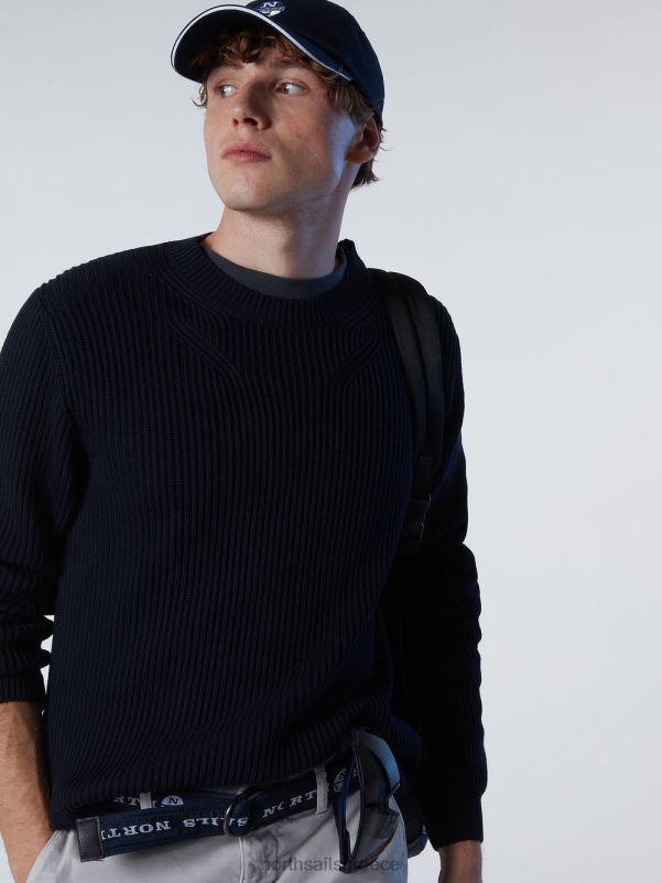 γρ North Sails άνδρες ραβδωτός λαιμός πληρώματος ναυτικό μπλε NZP8248 είδη ένδυσης