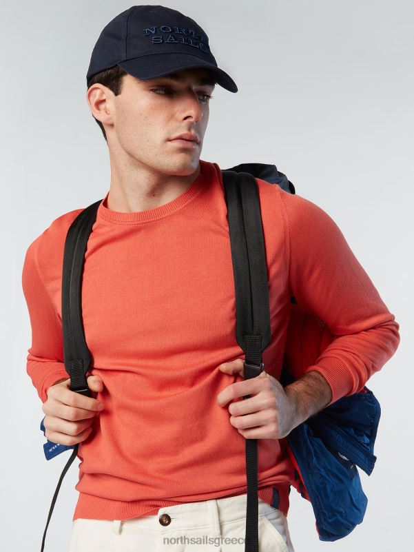 γρ North Sails άνδρες καινούργιο βραχυκυκλωτήρα με λαιμόκοψη καρυκευμένο κοράλλι NZP8252 είδη ένδυσης