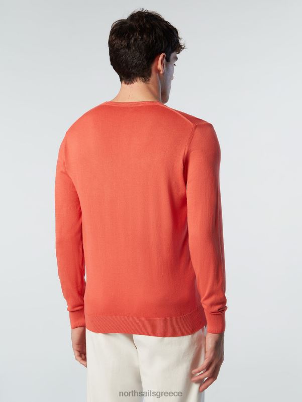 γρ North Sails άνδρες καινούργιο βραχυκυκλωτήρα με λαιμόκοψη καρυκευμένο κοράλλι NZP8252 είδη ένδυσης