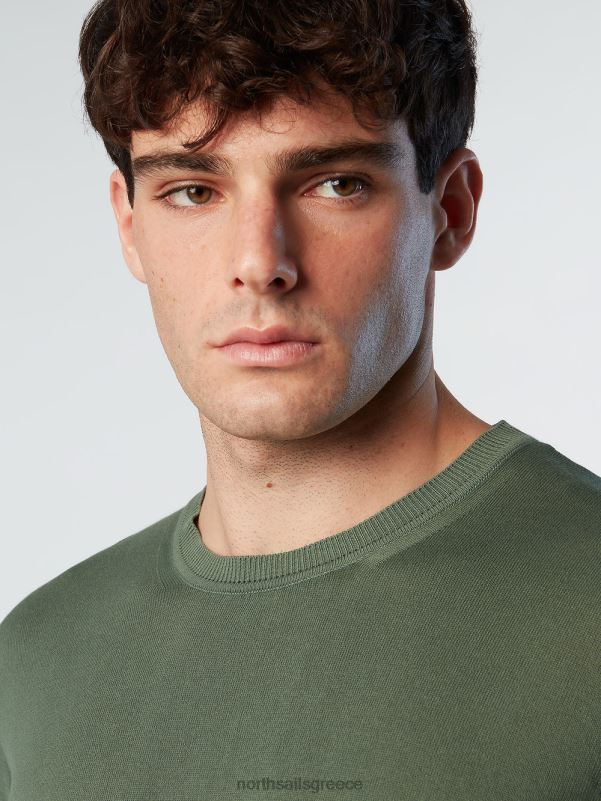 γρ North Sails άνδρες καινούργιο βραχυκυκλωτήρα με λαιμόκοψη στρατιωτικό πράσινο NZP8255 είδη ένδυσης