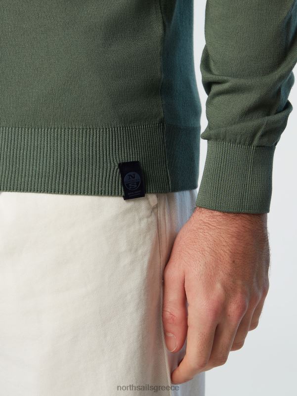 γρ North Sails άνδρες καινούργιο βραχυκυκλωτήρα με λαιμόκοψη στρατιωτικό πράσινο NZP8255 είδη ένδυσης