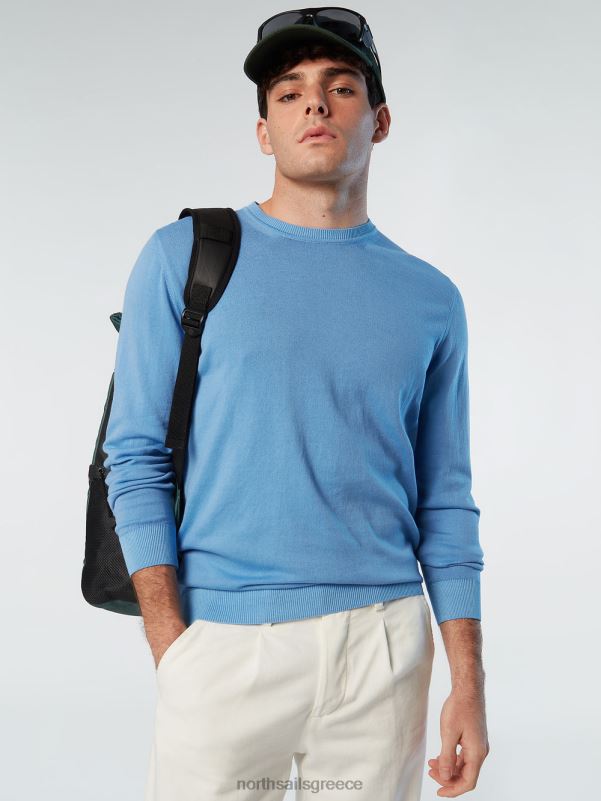 γρ North Sails άνδρες καινούργιο βραχυκυκλωτήρα με λαιμόκοψη γαλάζιο του αραβοσίτου NZP8256 είδη ένδυσης