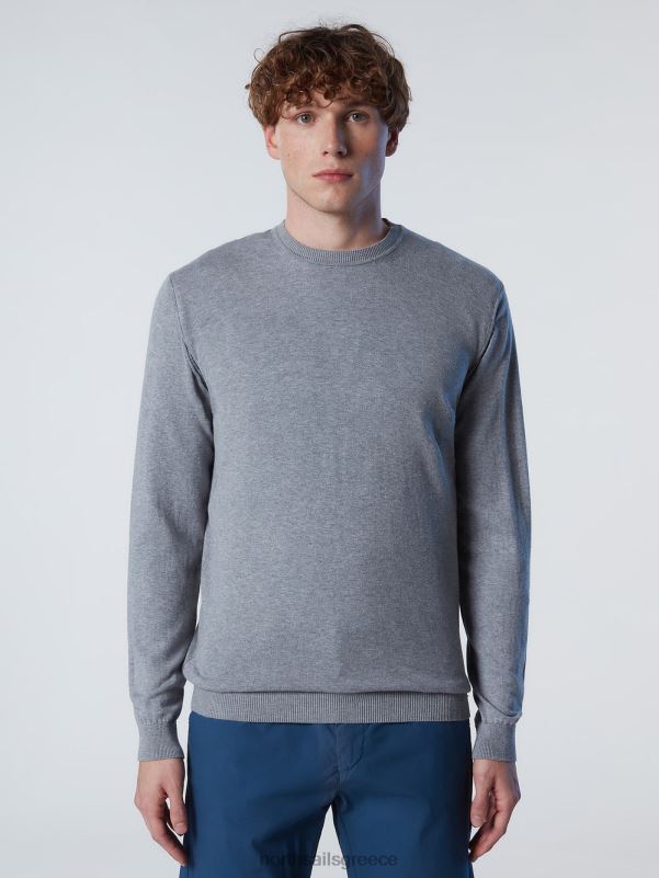 γρ North Sails άνδρες καινούργιο βραχυκυκλωτήρα με λαιμόκοψη γκρι μελανζέ NZP8257 είδη ένδυσης