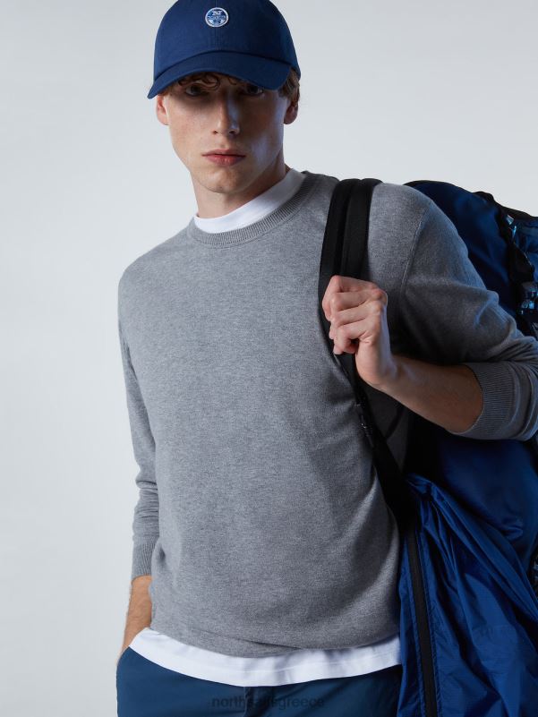 γρ North Sails άνδρες καινούργιο βραχυκυκλωτήρα με λαιμόκοψη γκρι μελανζέ NZP8257 είδη ένδυσης