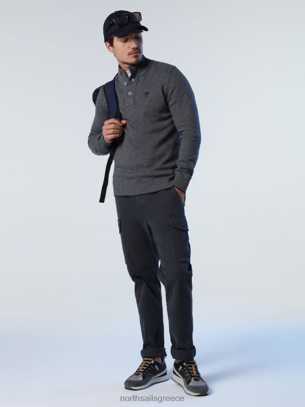 γρ North Sails άνδρες άλτης με κουμπιά μεσαίο γκρι μελανζέ NZP8729 είδη ένδυσης