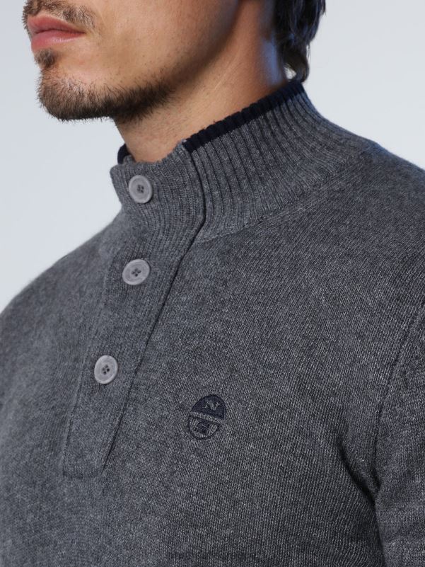 γρ North Sails άνδρες άλτης με κουμπιά μεσαίο γκρι μελανζέ NZP8729 είδη ένδυσης