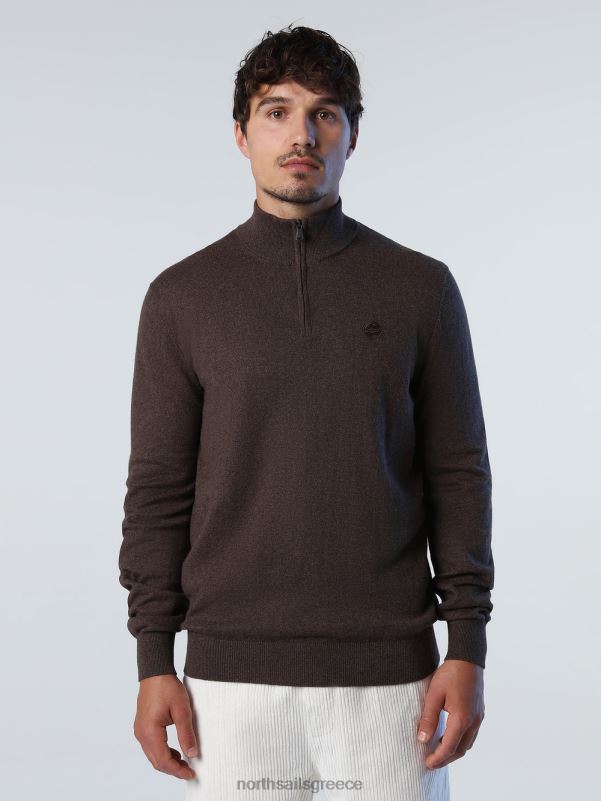 γρ North Sails άνδρες βραχυκυκλωτήρα με μισό φερμουάρ κακάο μελανζέ NZP8730 είδη ένδυσης