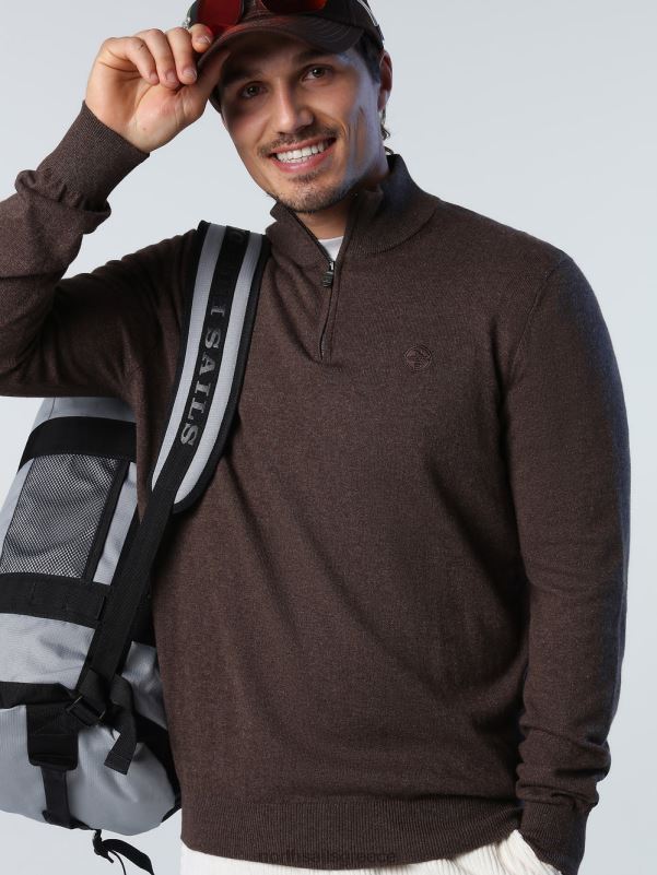 γρ North Sails άνδρες βραχυκυκλωτήρα με μισό φερμουάρ κακάο μελανζέ NZP8730 είδη ένδυσης