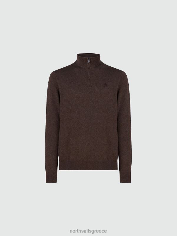 γρ North Sails άνδρες βραχυκυκλωτήρα με μισό φερμουάρ κακάο μελανζέ NZP8730 είδη ένδυσης