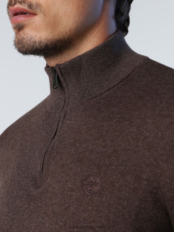 γρ North Sails άνδρες βραχυκυκλωτήρα με μισό φερμουάρ κακάο μελανζέ NZP8730 είδη ένδυσης