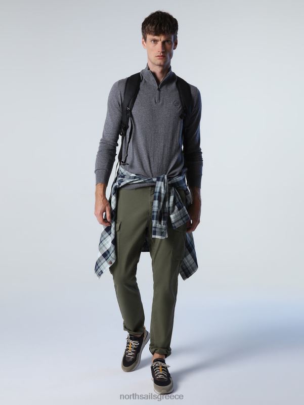 γρ North Sails άνδρες βραχυκυκλωτήρα με μισό φερμουάρ μεσαίο γκρι μελανζέ NZP8732 είδη ένδυσης