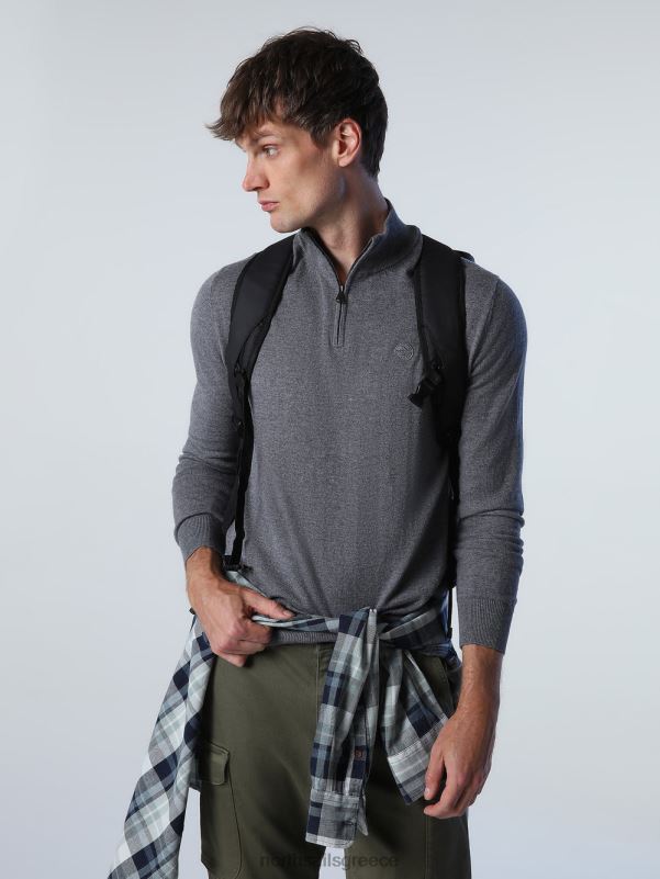 γρ North Sails άνδρες βραχυκυκλωτήρα με μισό φερμουάρ μεσαίο γκρι μελανζέ NZP8732 είδη ένδυσης