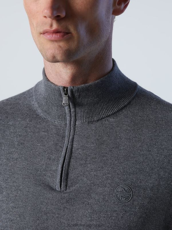 γρ North Sails άνδρες βραχυκυκλωτήρα με μισό φερμουάρ μεσαίο γκρι μελανζέ NZP8732 είδη ένδυσης