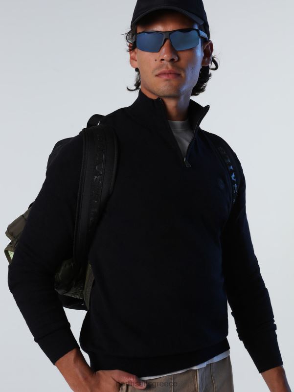 γρ North Sails άνδρες βραχυκυκλωτήρα με μισό φερμουάρ μαύρος NZP8733 είδη ένδυσης