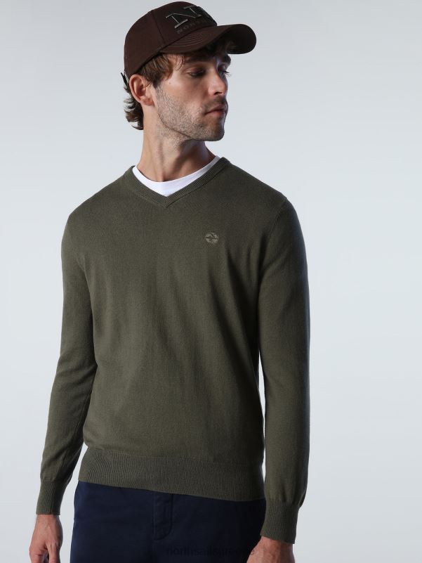 γρ North Sails άνδρες άλτης με λαιμόκοψη πράσινο κισσό NZP8776 είδη ένδυσης