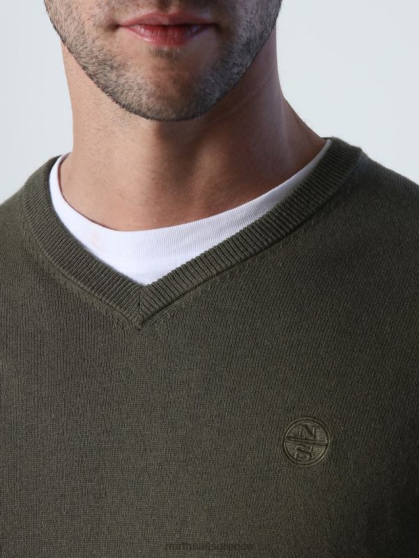 γρ North Sails άνδρες άλτης με λαιμόκοψη πράσινο κισσό NZP8776 είδη ένδυσης