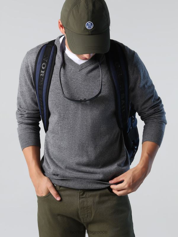 γρ North Sails άνδρες άλτης με λαιμόκοψη μεσαίο γκρι μελανζέ NZP8779 είδη ένδυσης