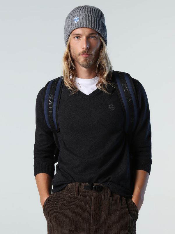 γρ North Sails άνδρες άλτης με λαιμόκοψη σκούρο γκρι μελανζέ NZP8780 είδη ένδυσης