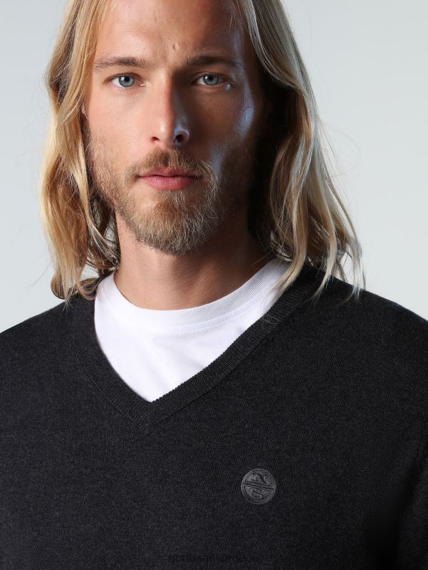 γρ North Sails άνδρες άλτης με λαιμόκοψη σκούρο γκρι μελανζέ NZP8780 είδη ένδυσης