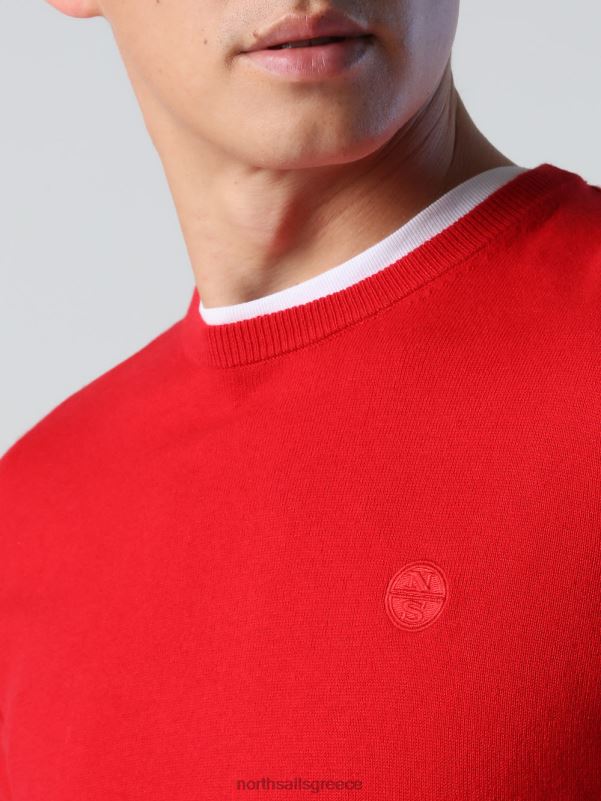 γρ North Sails άνδρες καινούργιο βραχυκυκλωτήρα με λαιμόκοψη το κόκκινο NZP8903 είδη ένδυσης