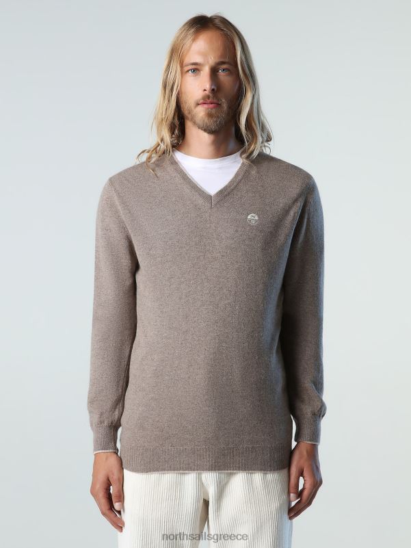 γρ North Sails άνδρες jumper με λαιμόκοψη απολιθωμένη μελάγχη NZP8804 είδη ένδυσης