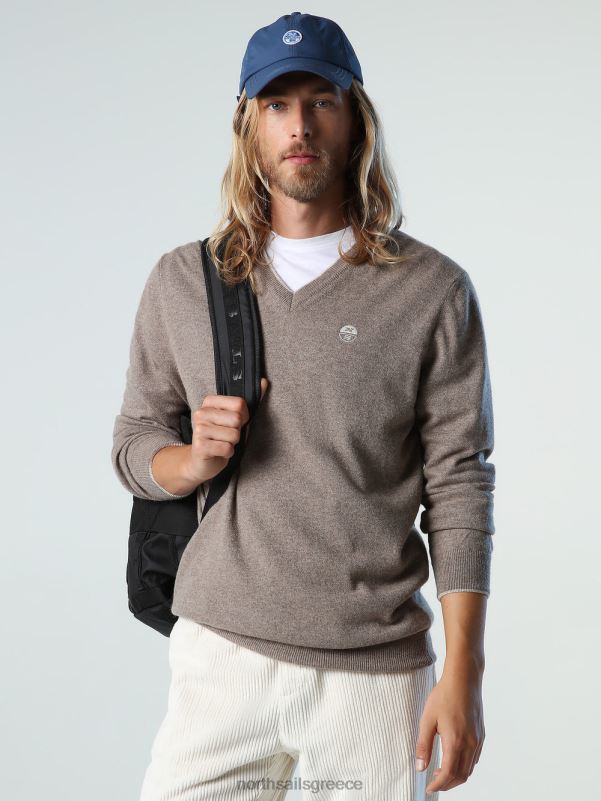 γρ North Sails άνδρες jumper με λαιμόκοψη απολιθωμένη μελάγχη NZP8804 είδη ένδυσης