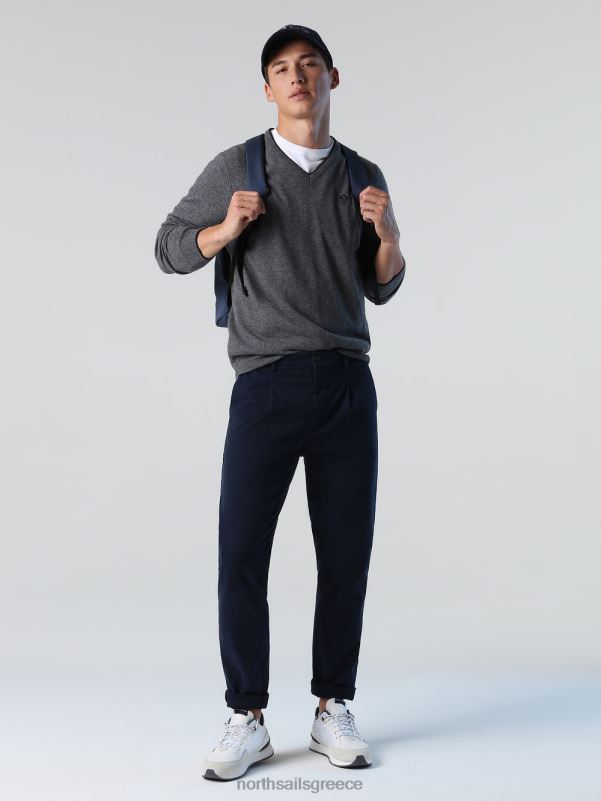 γρ North Sails άνδρες jumper με λαιμόκοψη μεσαίο γκρι μελανζέ NZP8809 είδη ένδυσης